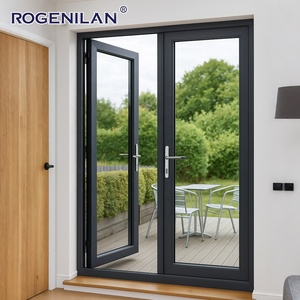 Customized Size Aluminum Doors And Window Double Large Glass Fixed French Door
