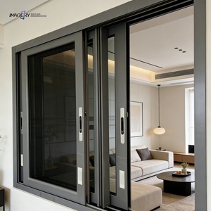 Imagery Non-thermal Break Aluminum Sliding Window Tempered Glass Soundproof with Anti-mosquito Screen