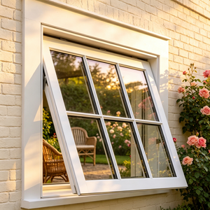 Window Aluminum Glass Slim Bevel Top Hung Modern Facade Powder Coated Frame