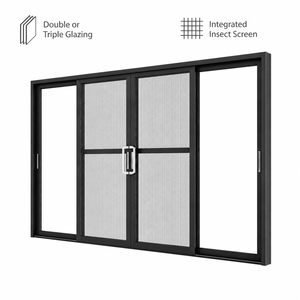 Custom Aluminum Sliding Door With Integrated Fly Screen