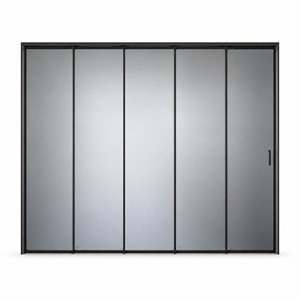Modern Aluminum Slim Profile Sliding Partition Door Thermal Insulation Frosted Glass Matte Black Frame Multi Living Room Villa