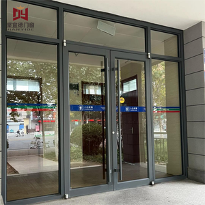 Heavy Duty Commercial Aluminum Entrance Door | KFC Style Windproof Double Glazed Shopfront Door with High Thermal Insulation