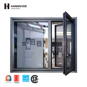 Modern NFRC Aluminum Casement Window Double or Triple Glazed Tilt and Turn Window Custom Sizes for Villa Commercial Projects