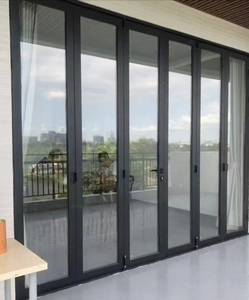 Classic Matte Black Outdoor Courtyard Aluminum Bi-Fold Door