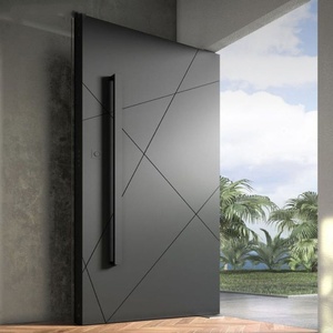 Waterproof Polymer Modern Designed Wooden Exterior Double Pivot Doors Front Entry Aluminum Main Door for House