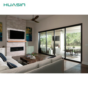 Huasin Noise Canceling Aluminum Alloy Sliding Doors Double Glazed Tempered Glass Minimalist for Living Room Bedroom