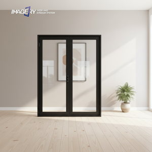 Custom Aluminum Alloy Casement Door Tempered Glass Swing Opening