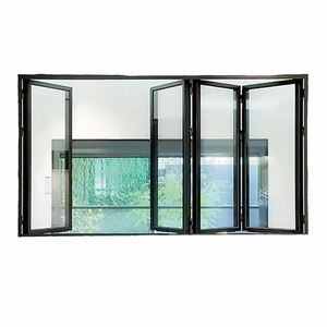 American-Style Aluminum Double-Folded Kitchen Window Electric Vertical Sliding Storefront