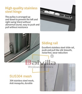 Thermal Break Aluminum Window Energy Efficient Slimline Frame Double Glazed Side Sliding Window