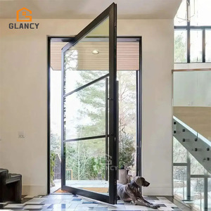 Customized Size Modern Pivot Doors Aluminium External Glass Door Single Patio Door