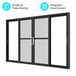 Custom Aluminum Sliding Partition Door With Built in Fly Screen
