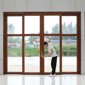 Alu Wood Clad Grid Sliding Door