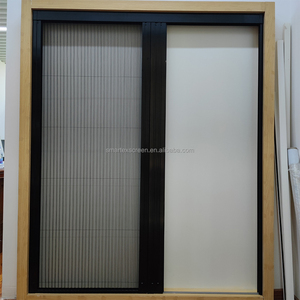 Barrier-free Plisse Aluminum Mosquito Pleat Slide Mesh Doors Trackless Retractable Screen Door