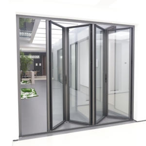 Lolands Modern Large Bi-Fold Aluminum Alloy Patio Sliding Glass Burglar-Proof Double Glass Waterproof Heat Insulation Door