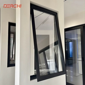 DERCHI AS2047 Australian Style Soundproof Double Safety Glass Window Aluminum Clad Wood Crank Open Double Glazed Windows