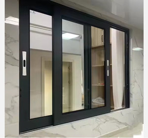 Custom Modern Black Aluminum Frame Sliding Window Double Glazed Glass
