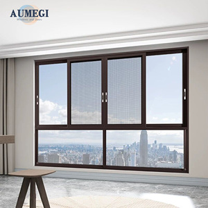 Aumegi Tempered Glass Aluminum Frame Sliding Glass Window