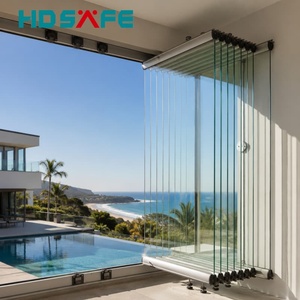 Full View Aluminium Folding Window Frameless Glass Bi-Fold System