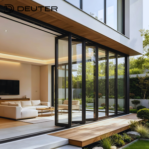 Hidden Hinge Design Thermal Break Aluminum Accordion Folding Doors Exterior Bifold Glass Door Modern Residential Garden Patio
