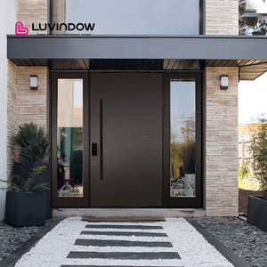 Modern Villa Black Profile Aluminium Frame Front Entry Pivoting Doors