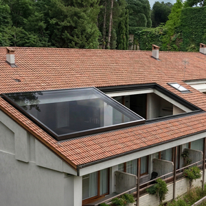 Motorized Sliding Skylight Roof Window for Villa Pitched Roof Aluminum Frame Retractable Skylight Double Glass Custom Size