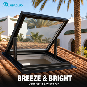 Skylight Electric Motorized Top Hung Ventilation Tempered Glass Waterproof