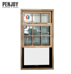 Penjoy Craftsman Solid Wood Single Hung Window Aluminum Clad Wood Double Glazed Real Wood Interior American Classic