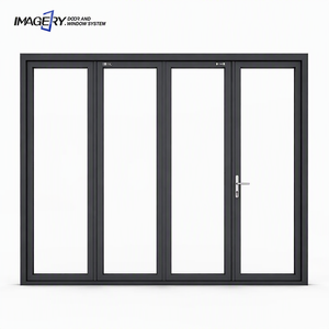 Modern Aluminum Alloy Tempered Glass Waterproof Sliding Bifold Accordion Folding Door