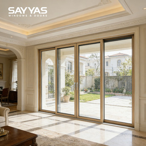 Aluminum Hurricane Impact Sliding Glass Doors Aluminum-Clad Wood Interior Living Room Double Glazing Tempered Glass 5 Year