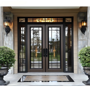 Sunnysky NFRC Customized Hurricane Impact Glass Hinge Door 90PSF High Impact Swing Door Patio Door With Grills