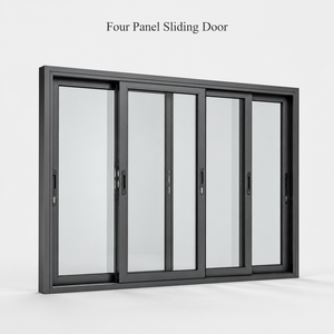 Modern Heavy Duty Four Panel Aluminum Sliding Mirror Door with Low-E Argon Filled Glass and Anti Salt Spray Sealing