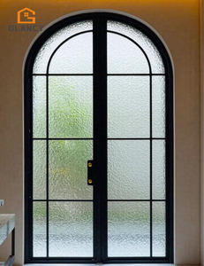 Black Aluminum Interior French Arch Door Aluminum French Glass Doors