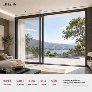 Minimalist Black Frame Aluminum Sliding Door