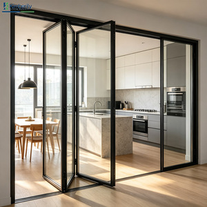 Modern Design Frame Slide Door Thermal Break Aluminum Patio Balcony Double Tempered Glass Waterproof Folding Bedroom Kitchen