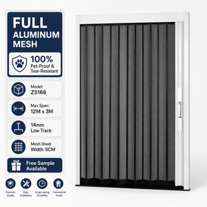 Heavy Duty Full Aluminum Mesh Retractable Screen Door Pet Proof Pleated Insect Screen Sliding Door for French Doors ZS168
