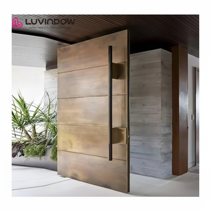 American Style Contemporary Solid Wood Entry Main Entrance Wooden Doors Front Doors for Houses Modern Exterior Main Pivot Door