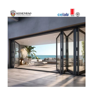 Exterior Large Partition Bi-Fold Door Double Glazed Aluminium Folding Glass Door For Patio Hotel Villa