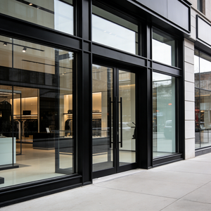 Sunnysky Commercial Storefront Shop Restaurant Windows and Doors NFRC Soundproof Waterproof Windproof Aluminum Glass Swing Door