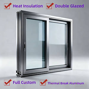 Full Custom Insulated Double Glazed Heat Insulation Shutters Aluminium Windows