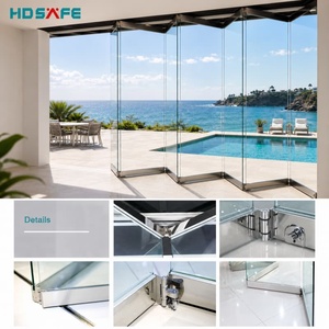 Accordion Folding Glass Door Aluminum Sliding Glass Doors Frameless Folding Glass Doors Accessories Bi-fold Sliding System