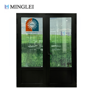 USA Energy Saving Exterior Doors Triple Glazed Black Aluminum French Door