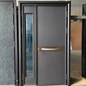 Aluminum Alloy Security Main Exterior Entrance Door With Fireproof Soundproof Swing Door