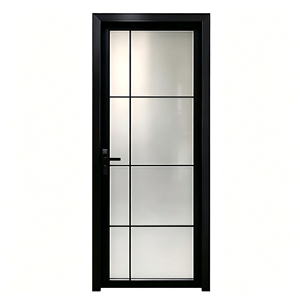 Aluminum Bathroom Door Black Frame Frosted Glass