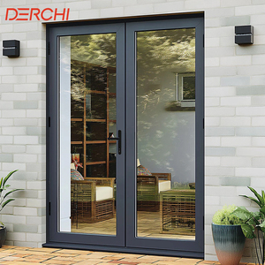 Thermal Break Aluminum French Door Modern Double Swing Glass Door for Residential Villa