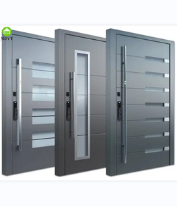 Garden Gate New Luxury Foshan Factory Aluminum Entrance Main Door with Glass for Villas Security Metal Door 3D Modeled