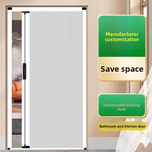 Sliding Folding Aluminum Alloy Curtain Partition Windows Drill-Free Invisible Waterproof Suitable Kitchens Bedrooms Bathrooms