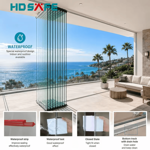 Modern Aluminum Folding Glass Door System Frameless Bifold Door for Balcony & Sunroom