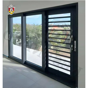 Modern Waterproof Double Tempered Glass Aluminium Sliding Doors with Louver for Villa House