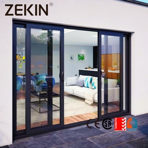 Customized Aluminum Double Tempered Glass Sliding Door NFRC AS2047