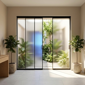 Slim Aluminum Alloy Glass Door Minimalist Windproof Interior Hidden Sliding Door